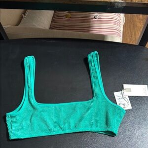 NWT Good American Jade Green Square Neck Bikini Top Size L/XL